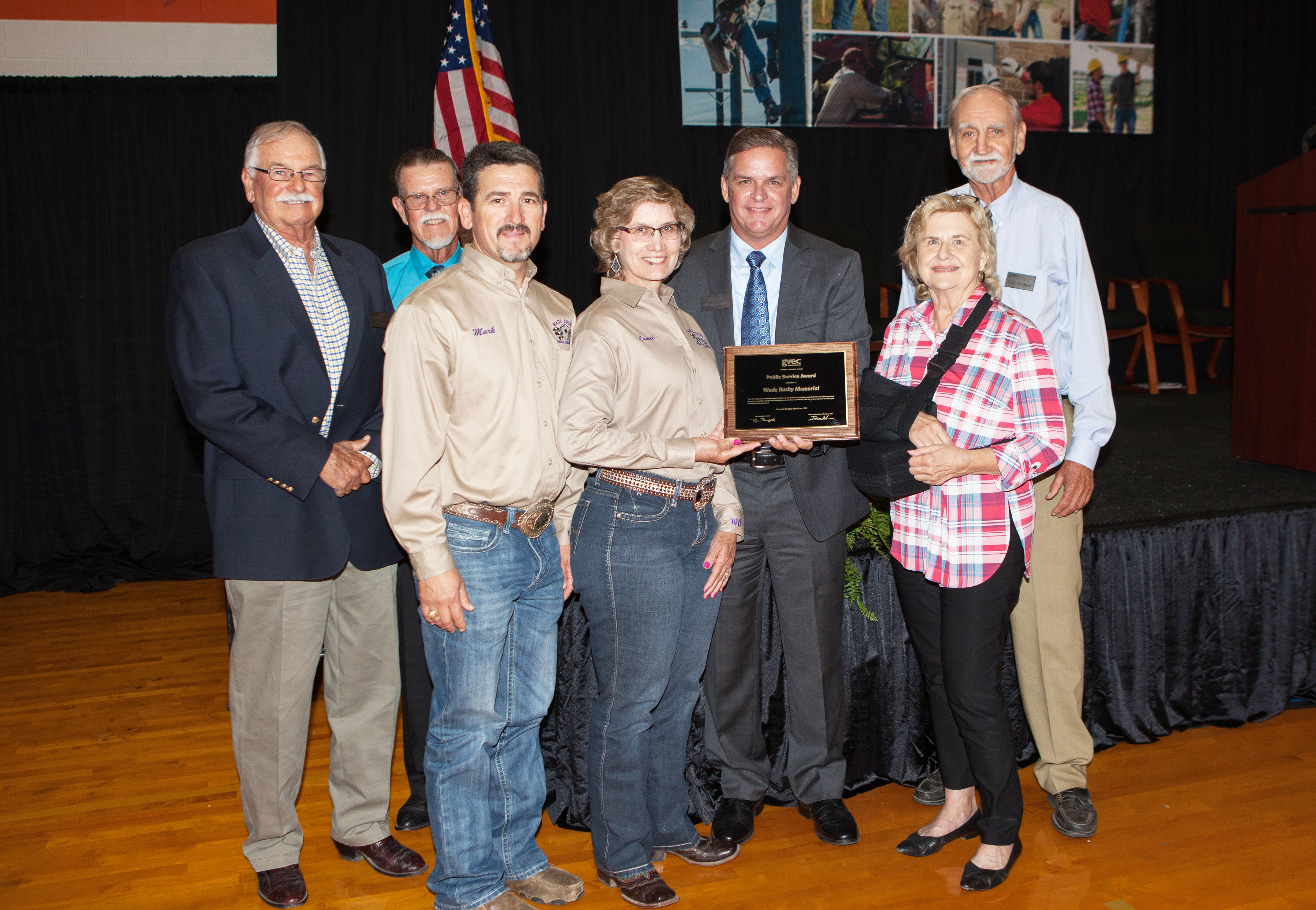 The Wade Busby Memorial is presented with GVEC's Public Service Award for 2018
