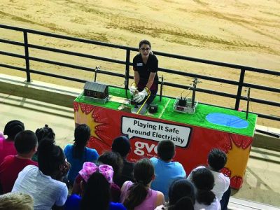 Picture of GVEC Community Representative Kasie Tankersley giving a GVEC PowerTown demonstration