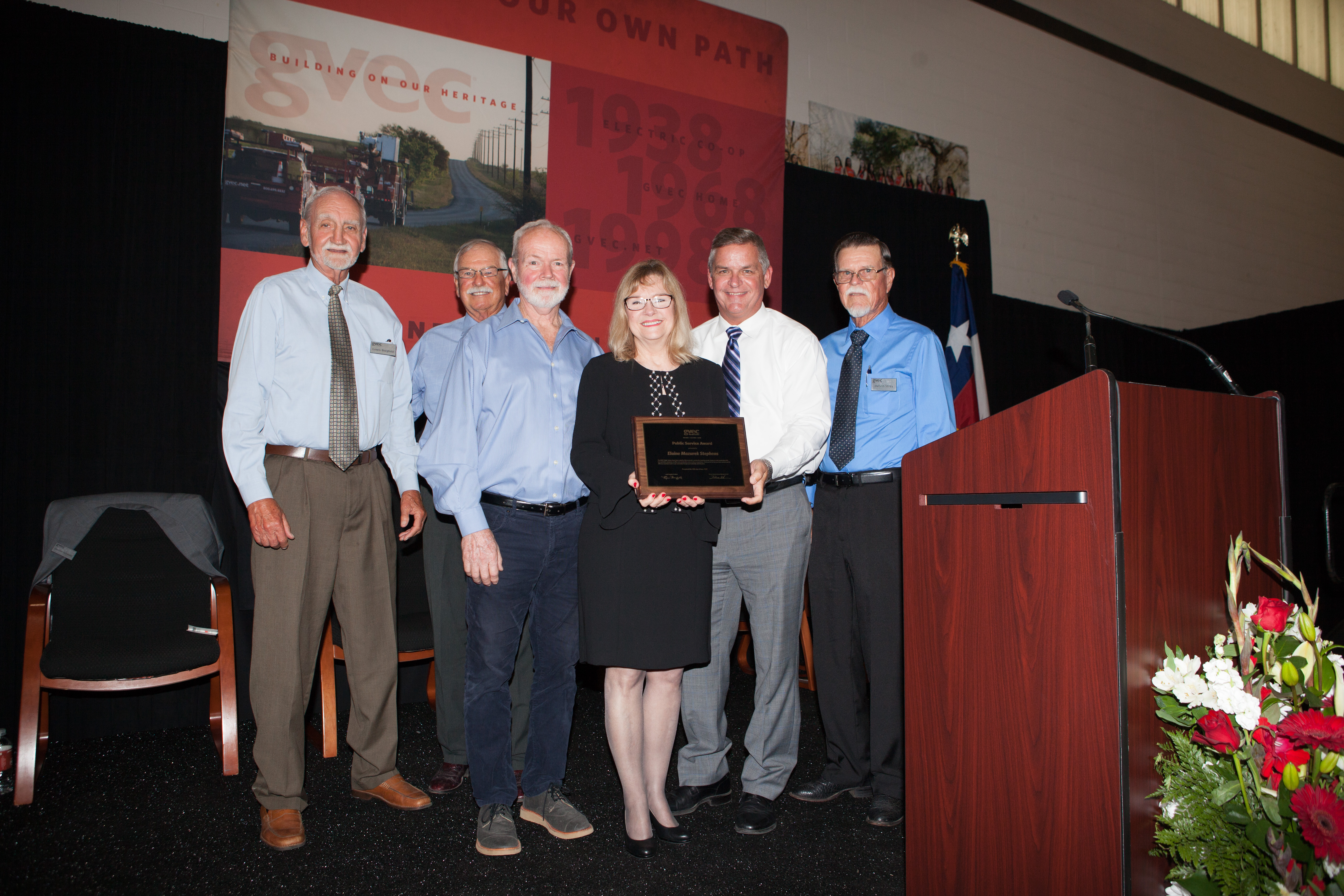 Elaine Stephens is presented with GVEC's Public Service Award for 2019
