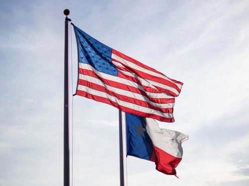 Texas and American Flag in Cuero, TX