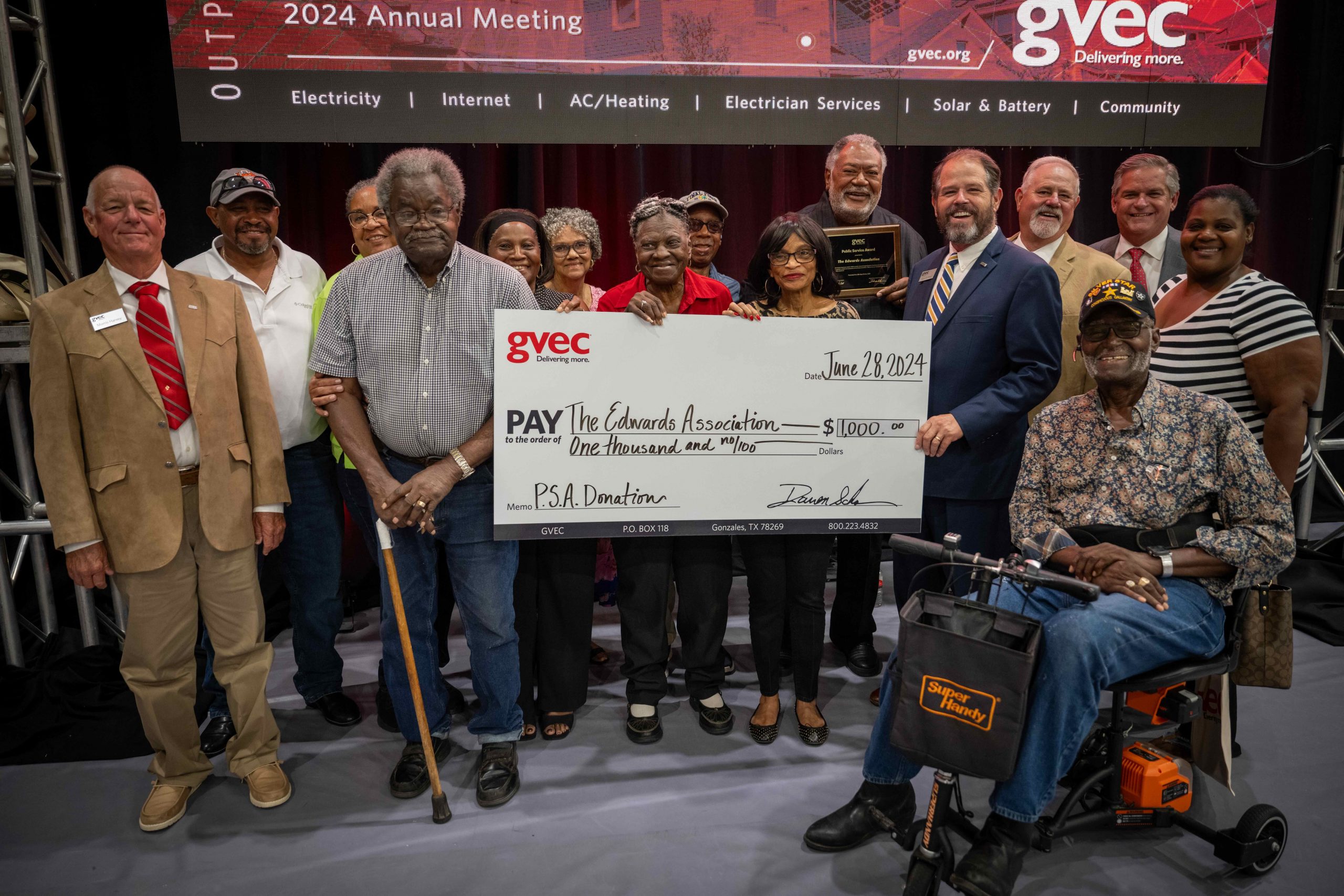 The Edwards Association receives the GVEC 2024 Organization Public Service Award.