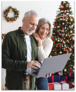 Couple looking at laptop