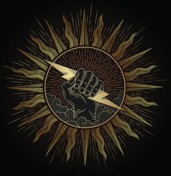 Hand holding a lightning bolt